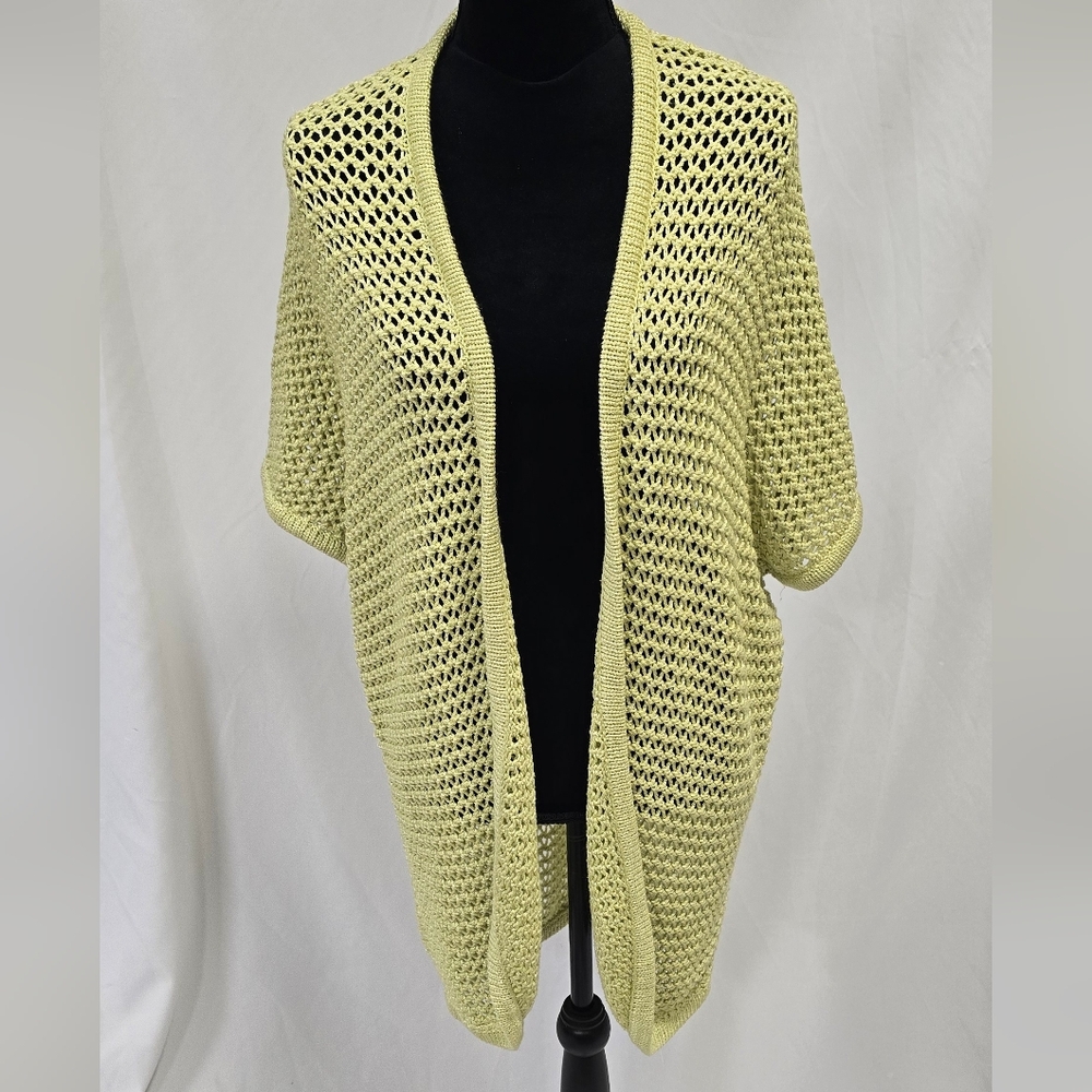 Chicos women 2/L loose knit cardigan open front duster lagenlook loose coverup